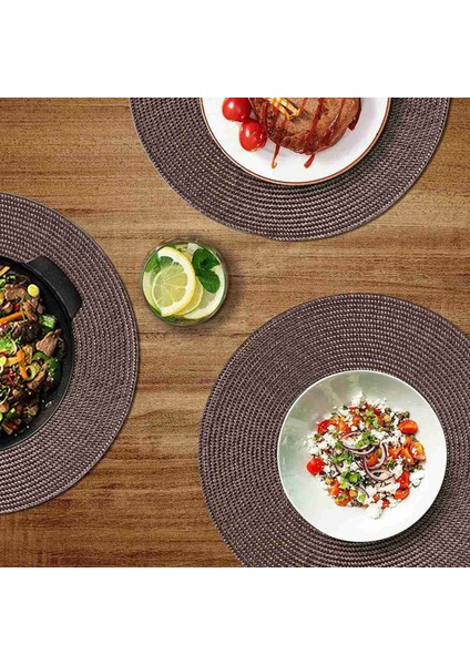 Yuvarlak Örgülü Placemats Yemek Masaları Için 12 Masa Paspasları Dokuma Yıkanabilir Kaymaz Yer Paspasları 15 Inç (Kahverengi) (Yurt Dışından) fırsatları