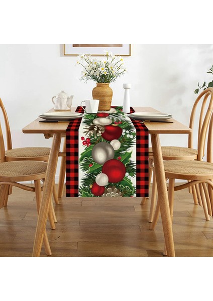 2x Keten Kırmızı ve Siyah Kontrol Ekose Noel Masası Koşucu 72 Inç Uzunluğunda Sezonluk Kış Noel Masası Dekorasyon (Yurt Dışından) modelleri