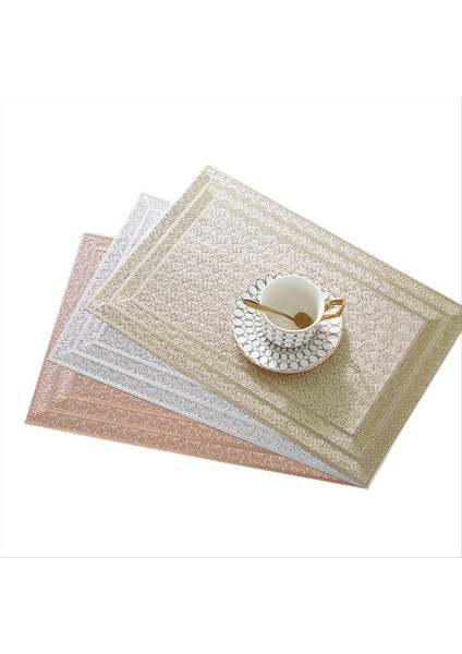 6pcs Dikdörtgen Dokuma Masa Paspas Kayması 18X12 Inç Dokulu Çizik Geçirmez Pvc Masa Paspasları Mutfak Ev Dekoru Gümüş Için (Yurt Dışından)