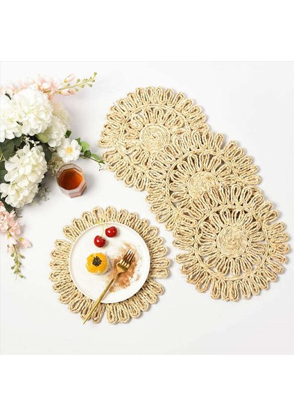 Yemek Masası Için 2x Yuvarlak Dokuma Placemat Doğal Örgülü Rattan Tablemat Tatil Mutfak Mat Için (Yurt Dışından) fiyatları