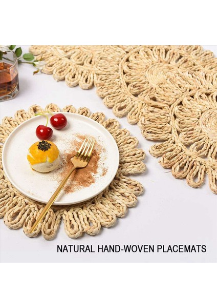 Yemek Masası Için 2x Yuvarlak Dokuma Placemat Doğal Örgülü Rattan Tablemat Tatil Mutfak Mat Için (Yurt Dışından) modelleri