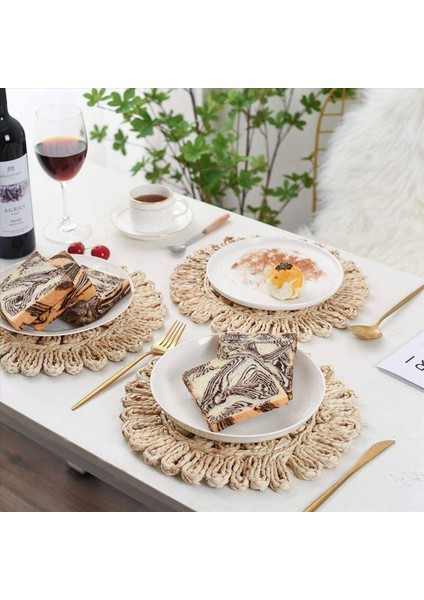 Yemek Masası Için 2x Yuvarlak Dokuma Placemat Doğal Örgülü Rattan Tablemat Tatil Mutfak Mat Için (Yurt Dışından) indirimleri