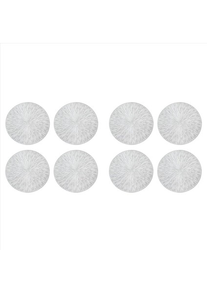 8pcs Yuvarlak Placemats Restaurant Hollow Pvc Dekorasyon Yemeği Mat Anti-Hot Yemek Tablo Hattı Mat Biftek Plaka Pad Gümüş (Yurt Dışından)