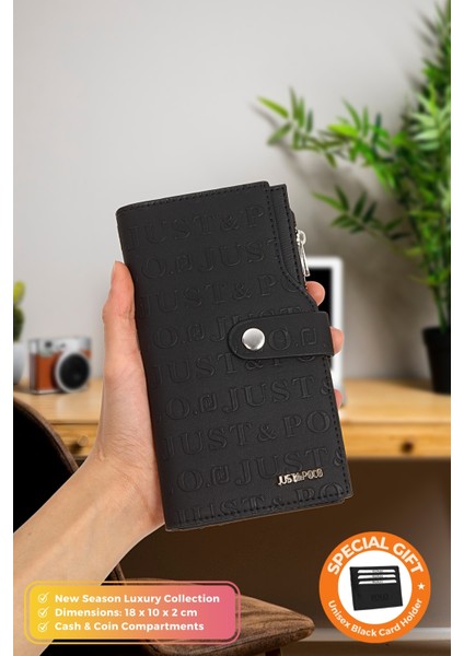 Orijinal Just Polo Collection Lüks Yumuşak Deri Bozuk & Kağıt Para Bölmeli Şık Kartlıklı Cüzdan