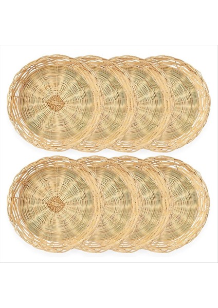 8 Paket Bambu Kağıt Plaka Tutucuları 10 Inç Yemek Tabakları Için Yeniden Kullanılabilir El El Dokuma Hasat Kağıt Plaka Sepetleri (Yurt Dışından)