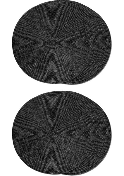 Yuvarlak Örgülü Placemats Yemek Masaları Için 12 Masa Paspas Seti Yıkanabilir Kaymaz Yer Paspaslar 15 Inç Cadılar Bayramı Siyah (Yurt Dışından)