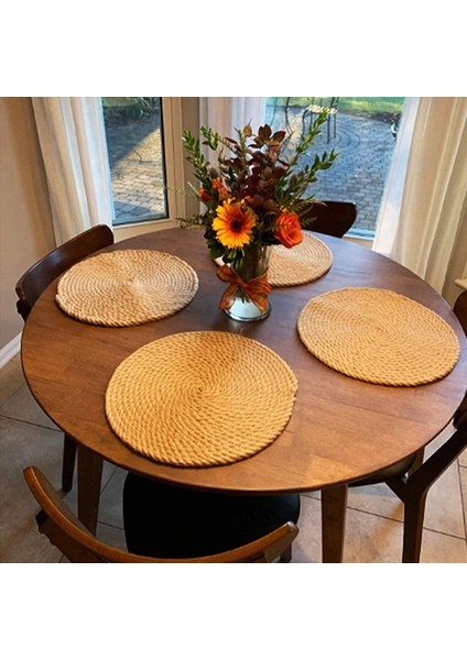 Yuvarlak Örgülü Placemats Seti 30 Jüt El Yapımı 7 Inç Isıya Dayanıklı Kalın Sıcak Pedler Paspaslar Coaster (Yurt Dışından) indirimleri