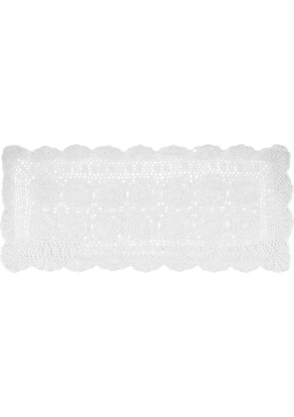 Pamuk El Yapımı Tığ Işi Dantel Masa Koşucusu Beyaz Dikdörtgen Sehpa Şifoniyer Dekor (Yurt Dışından)