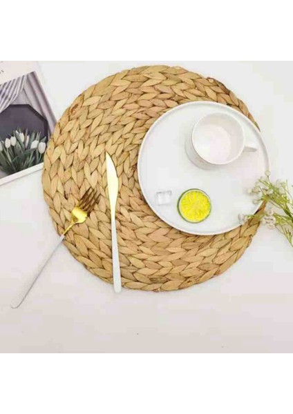 4 Paket Yuvarlak Su Sümbül Placemat Kaliteli Dokuma Hasır Masa Yer Paspasları 38CM (Yurt Dışından) indirimleri
