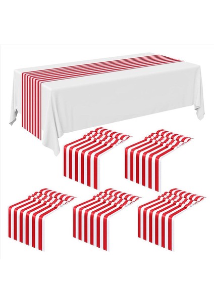 18 Adet Çizgili Masa Koşucusu Düğün Polyester Masa Dekoru Kırmızı Beyaz Çizgili Tasarım Masa Örtüsü Dekor 12 x 108 Inç (Yurt Dışından) fiyatları