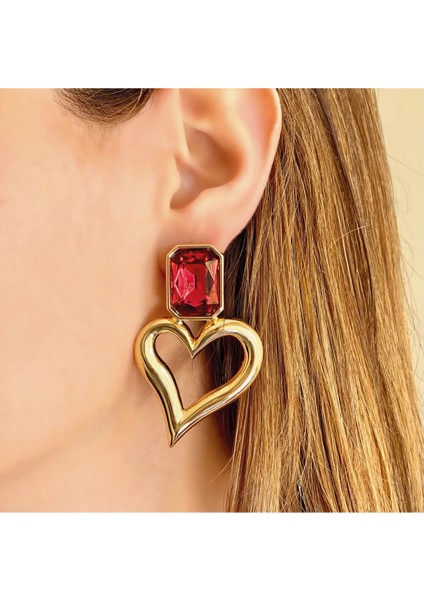 Kadın Gold Renkli Altın Kaplama Kalpli Küpe fiyatları