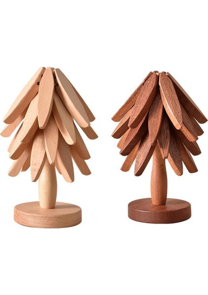 2 Set Ahşap Ağaç Bardak Altlıkları Ahşap Yalıtım Paspası Istiflenebilir Ağaç Bardak Altlıkları 4 Ahşap Trivet Coaster (Yurt Dışından)