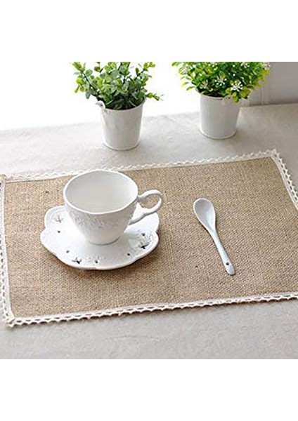 12 Pcs Masa Mat Dantel Placemat Seti Dokuma Takım Mat Isıya Dayanıklı Kayma Anti-Scald Sarı-Beyaz ve Çim Yeşil (Yurt Dışından) modelleri
