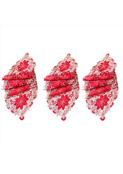 3x Noel Işlemeli Masa Koşucu Içi Boş Çay Masa Decloth Restoran Yemekleri Için Noel Partisi Ziyafet Etkinlikleri (Yurt Dışından)