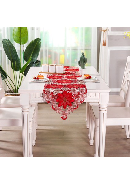 3x Noel Işlemeli Masa Koşucu Içi Boş Çay Masa Decloth Restoran Yemekleri Için Noel Partisi Ziyafet Etkinlikleri (Yurt Dışından) fiyatları