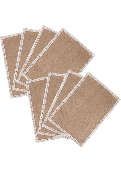 8pcs Linen Masa Mat Dantel Placemat Set Doğal Jüt Dokuma Takım Mat Düğün Dekorasyonu (Yurt Dışından) fiyatları