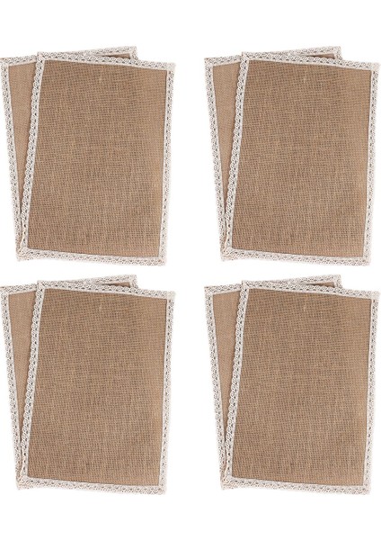 8pcs Linen Masa Mat Dantel Placemat Set Doğal Jüt Dokuma Takım Mat Düğün Dekorasyonu (Yurt Dışından) modelleri