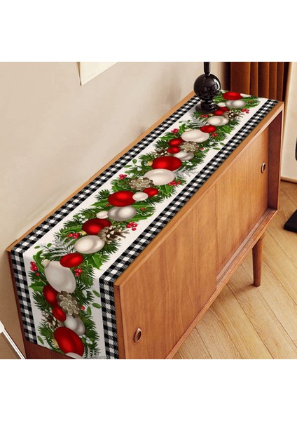 2x Siyah ve Beyaz Gingham Noel Masası Koşucu Kontrol Ela Massoration Tatil Ev Mutfak Dekoru (Yurt Dışından) fırsatları