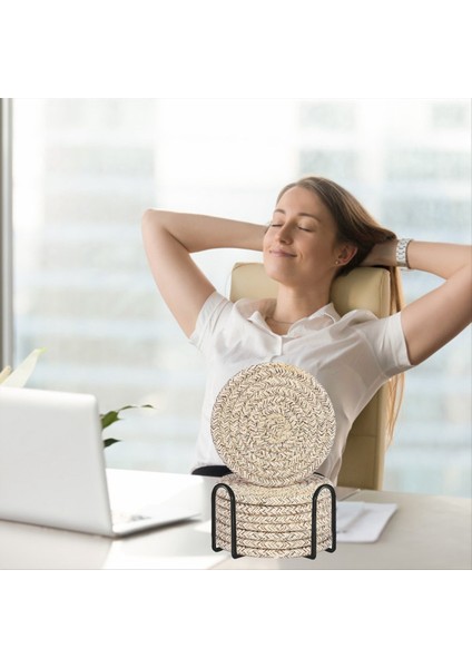 Tutucu Pamuk Dokuma Içecekler Için Içecekler Için Emici Emici Ahşap Masa Masası Yuvarlak Yer Paspasları Için Minimalist Ev Dekor (Yurt Dışından) fiyatları