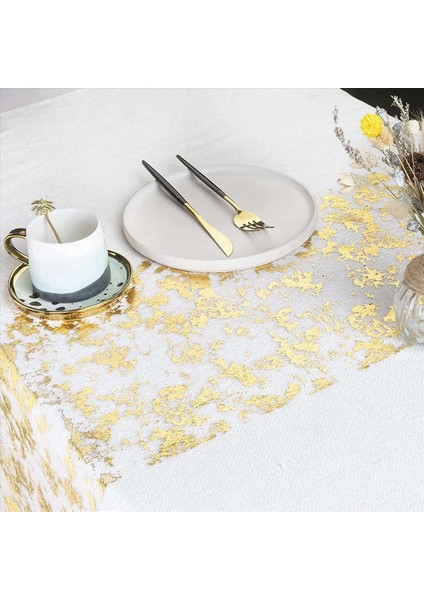 4x Masa Koşucu Köpüklü Polyester Tül Şerit Rulo Altın Folyo Doğum Günü Partisi Düğün Noel Dekor 28CMX10M (Yurt Dışından)