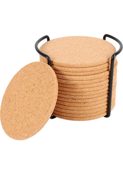 Metal Tutucu Depolama Caddy ile 16 Adet Turlu Doğal Bardak Altlıkları-1/5 Inç Kalınlığında Emici Çevre Dostu Isıya Dayanıklı Yeniden Kullanılabilir (Yurt Dışından)