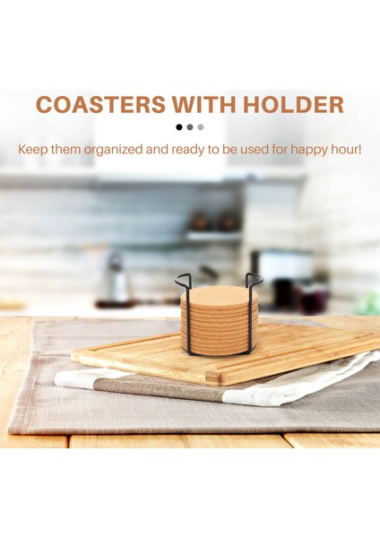Metal Tutucu Depolama Caddy ile 16 Adet Turlu Doğal Bardak Altlıkları-1/5 Inç Kalınlığında Emici Çevre Dostu Isıya Dayanıklı Yeniden Kullanılabilir (Yurt Dışından) fırsatları