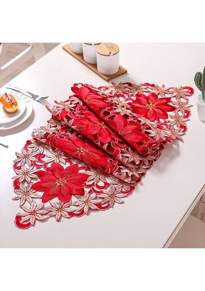 3x Noel Işlemeli Masa Koşucu Içi Boş Çay Masa Decloth Restoran Yemekleri Için Noel Partisi Ziyafet Etkinlikleri (Yurt Dışından) indirimleri