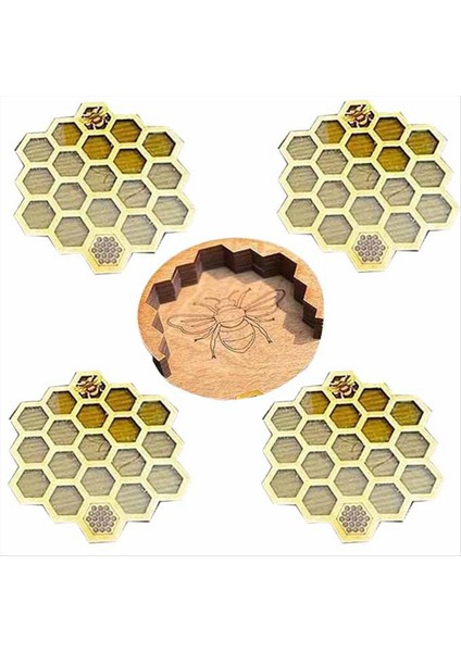 Tutucu ile Içecekler Için Ayarlanan Bardak Altlıkları 4pcs Petek Şeklindeki Içecek Bardak Altlıkları Soğuk/sıcak Içecekler Için Kupa Coaster (Yurt Dışından)