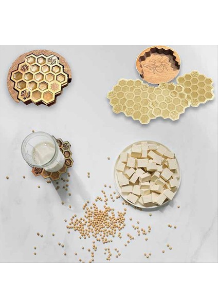 Tutucu ile Içecekler Için Ayarlanan Bardak Altlıkları 4pcs Petek Şeklindeki Içecek Bardak Altlıkları Soğuk/sıcak Içecekler Için Kupa Coaster (Yurt Dışından) fırsatları