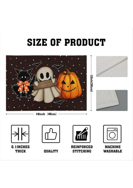 Cadılar Bayramı Placemats 4 Parça Placemats Mutfak Masa Üstü Kapalı ve Dış Slip Olmayan Isıya Dayanıklı Masa Paspasları (Yurt Dışından) fiyatları