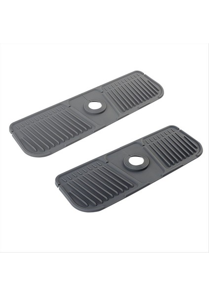 2pcs Mutfak Silikon Musluk Mat Musluk Su Yakalayıcı Lavabo Lavabo Sıçrama Pedi Tezgah Koruyucusu Banyo Gri (Yurt Dışından)