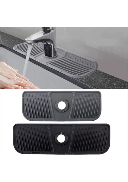 2pcs Mutfak Silikon Musluk Mat Musluk Su Yakalayıcı Lavabo Lavabo Sıçrama Pedi Tezgah Koruyucusu Banyo Gri (Yurt Dışından) fırsatları