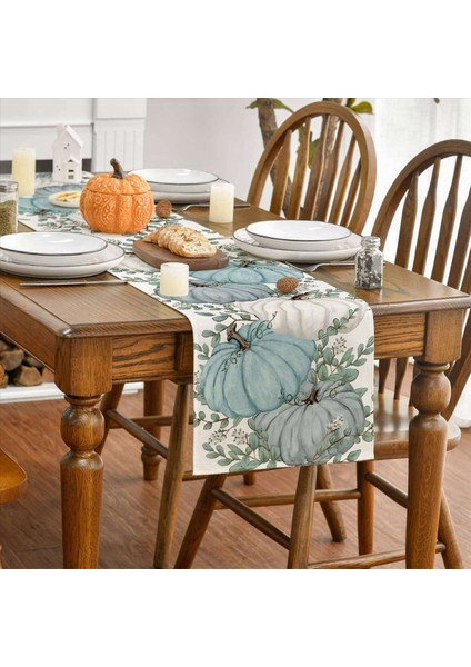 2x Sonbahar Okaliptüs Bırak Kabak Masa Koşucu Sonbahar Şükran Günü Mutfak Yemek Masa Dekorasyonu Iç Mekan A Için (Yurt Dışından) fırsatları