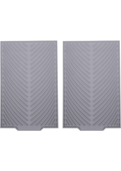 2x Silikon Tabak Kurutma Paspas Flume Katlama Drenaj Mat Dikdörtgen Drenaj Mat Kurutma Yemekleri Ped Gri (Yurt Dışından)