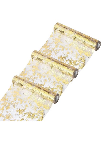3x Masa Koşucu Köpüklü Polyester Tül Şerit Rulo Altın Folyo Doğum Günü Partisi Düğün Noel Dekor 28CMX10M (Yurt Dışından)