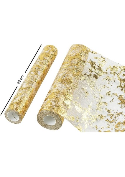 3x Masa Koşucu Köpüklü Polyester Tül Şerit Rulo Altın Folyo Doğum Günü Partisi Düğün Noel Dekor 28CMX10M (Yurt Dışından) modelleri