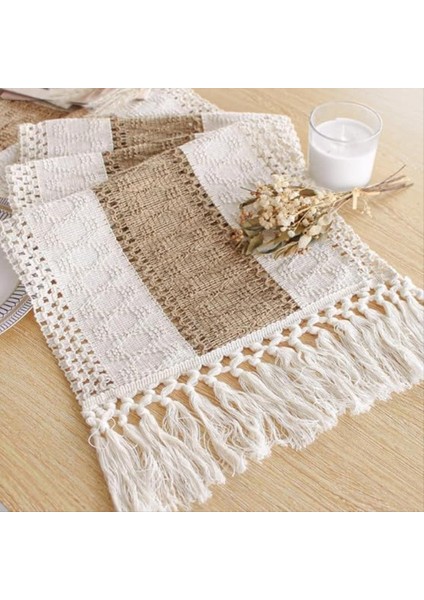 Masa Bezi Pamuk ve Keten Düğümlü Püsküller Masa Bayrağı Tatil Düğün Dekorasyonu Masa Bezi (Yurt Dışından) indirimleri