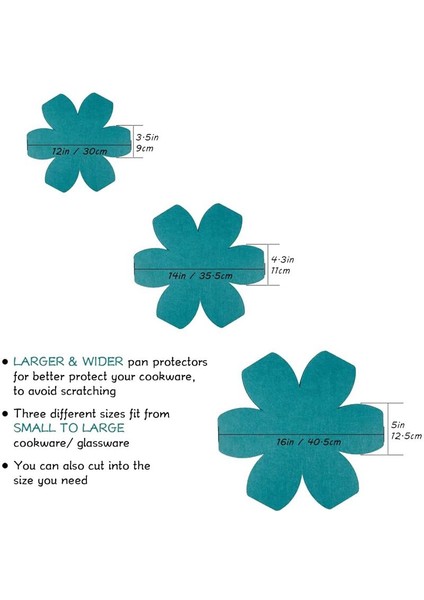 Pot ve Pan Koruyucuları 12 ve 3 Farklı Boyutta Set Daha Kalın Keçe Pan Koruyucusu Pedler Pişirme Takımı Koruyan (Yurt Dışından) modelleri
