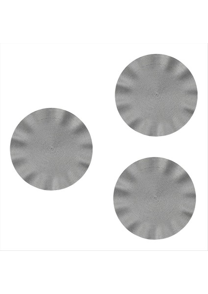 Dalga Yuvarlak Placemat Yuvarlak Anti-Ölçeklendirme Paspası Yemek Masası Yalıtım Batı Tarzı Placemat Mutfak Masası Paspas Gümüş (Yurt Dışından)