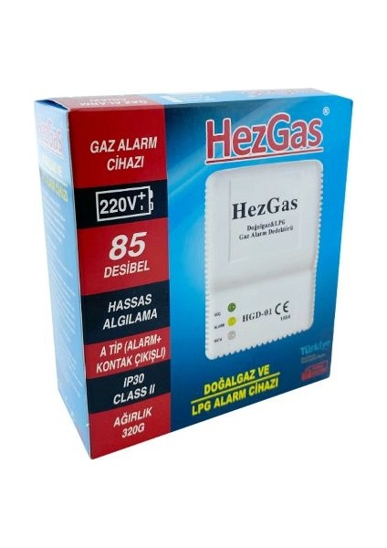 HEZGAZ Doğalgaz & Lpg Gaz Alarm Dedektör 220 Wolt 85 Desibel fiyatları