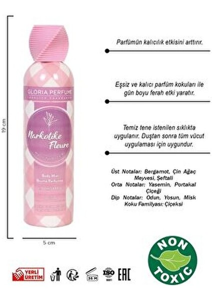 Narkotıke Fleure Body Mist 250 ml Unisex Kullanıma Uygun Kalıcı Koku fiyatları