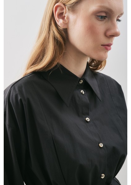 Parçalı Tasarım Gömlek Siyah