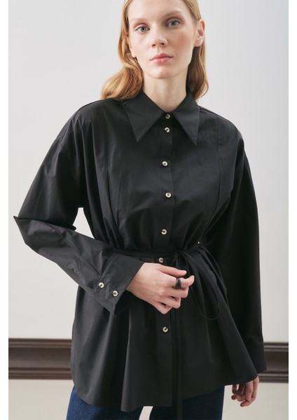 Parçalı Tasarım Gömlek Siyah indirimleri