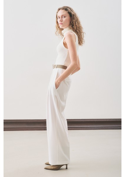 Classıc Pileli Pantolon Ekru