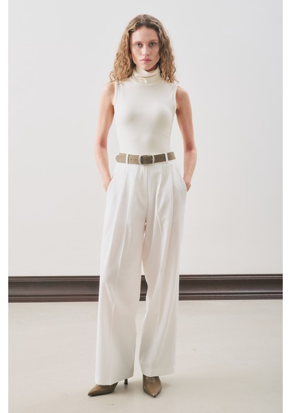 Classıc Pileli Pantolon Ekru modelleri