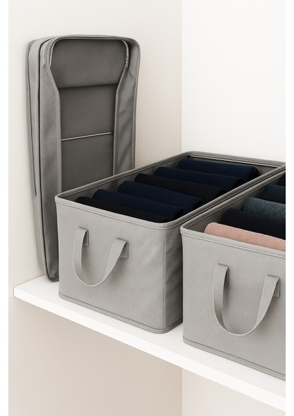 4 Adet Çelik Çerçeveli Katlanabilir Dolap Içi Raf Düzenleyici 45X25X20 Saklama Kutusu Organizer