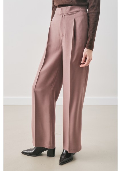 Dökümlü Tencel Pileli Pantolon Gülkurusu fırsatları