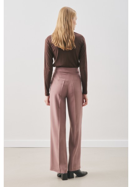 Dökümlü Tencel Pileli Pantolon Gülkurusu indirimleri