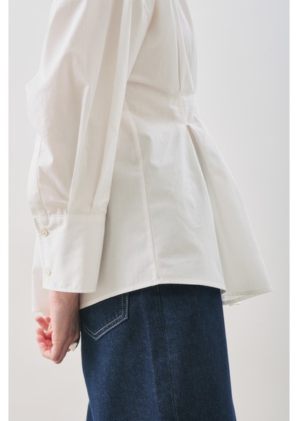 Pile Detaylı Gömlek Ekru indirimleri