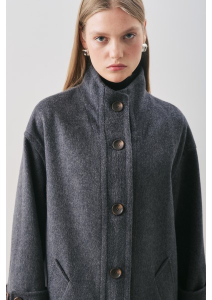 Raı Oversıze Yünlü Kaban Lacivert fiyatları